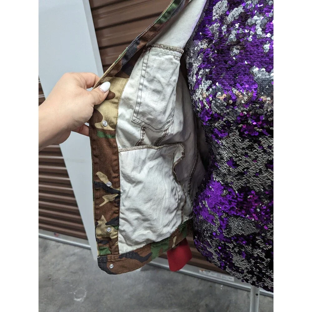 Vintage 90s Y2K Green Army Camo 1996 World Series Jacket Eagle Skull Grunge - Picture 10 of 10